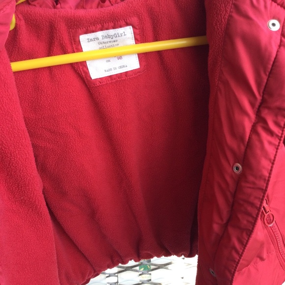 Zara Babygirl Outerwear Collection- Red Puffer Coat w/ Fleece Lining (2/3 years) - Picture 9 of 13